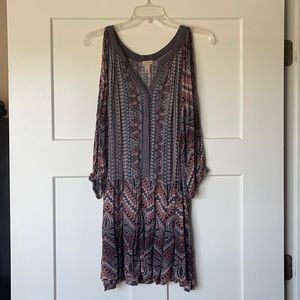 Shoulder Cut-out Flowy Mini Dress